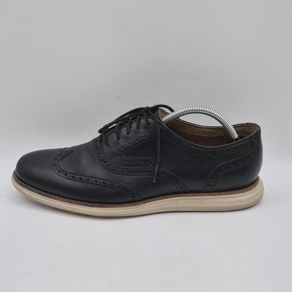 Cole Haan Shoes Mens Size 10.5 Black Wingtip Oxford‎ Leather Brogue Dress C21130